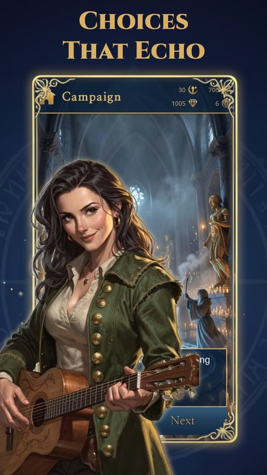 A story scene with a bard