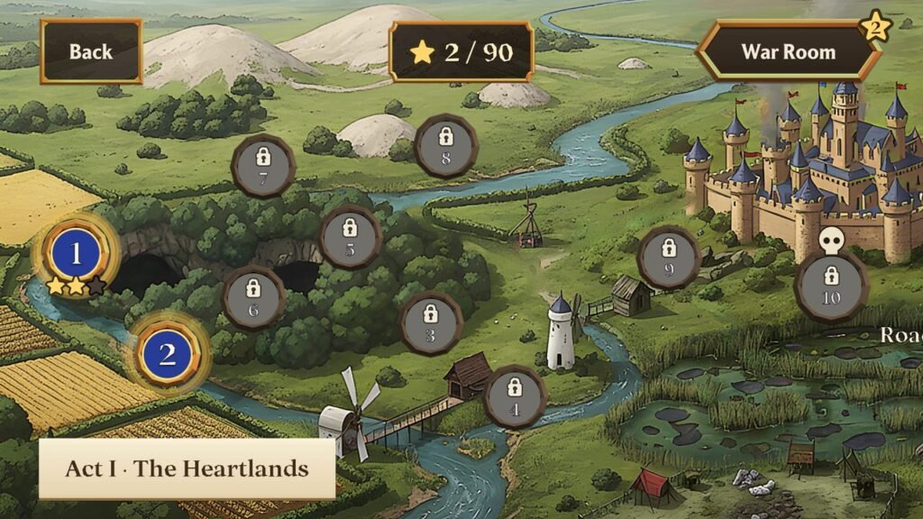 The painted Realm Map with the campaign's battles